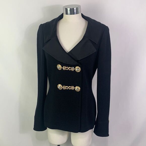 St. John VTG black with rhinestone closure knit jacket